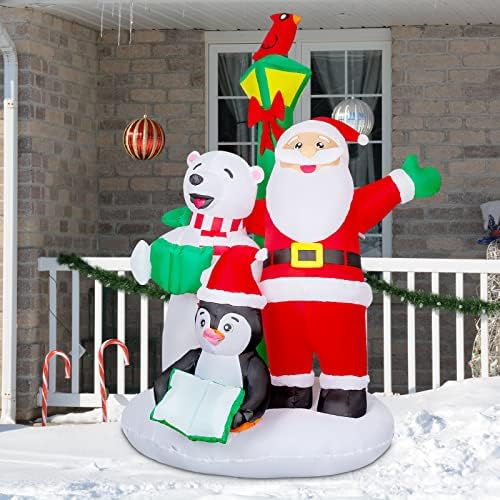 Коледни Надуваеми Играчки ИДВАМ 7,8 метра за външни декорации, Надуваем Дядо Коледа, полярна Мечка, Penguin, Надуваеми