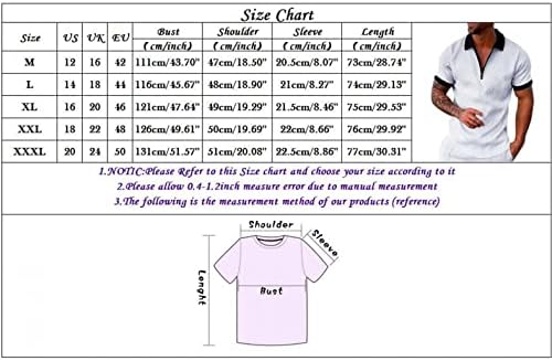 XXBR Мъжки Ризи Поло с цип, блузи за голф с къс ръкав и цип, градинска риза в стил мозайка с 3D цифрово графичен принтом