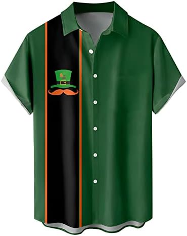PDFBR Мъжки Ризи с копчета в Деня на Св. Патрик, Ежедневни, Плажни Блузи с Къс ръкав, Зелена Графични Риза За
