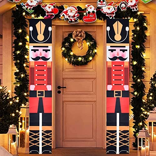Коледен знак на верандата с Щелкунчиком, Коледна Украса Модел на Войници в Естествен размер, Банери с Щелкунчиком, Окачен