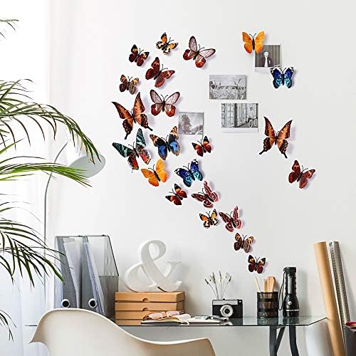 Amaonm® 24шт 3D Ярки Специални Изкуствени Живи Етикети с пеперуди САМ Decor Стикери за стена, Стикери За украса на детска,