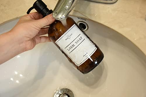 Комплект Стъклени Дозаторов сапун Amusitdan с Бетонна тава и помпа от неръждаема Стомана, Ретро Опаковка Сапун за ръце