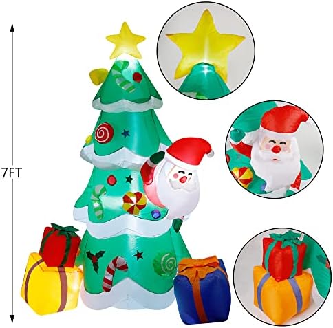 DR.DUDU 7-Подножието Надуваема Коледно Дърво с Подарочными Кутии на Дядо Коледа, вградени led Крушки, Взривяване на Коледна