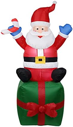 Гигантски Коледни Надуваеми Декорация На Открито, Коледен Надуваем Дядо Коледа с Подарък Предавателна кутия, Интериор за Коледно