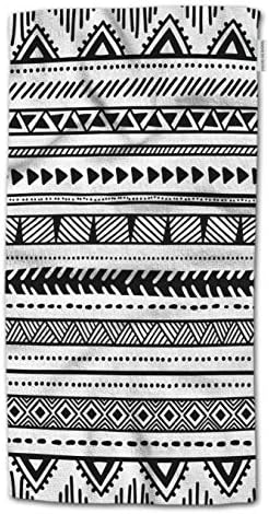 Кърпа за ръце HGOD DESIGNS, Етнически, е черно-бяла Кърпа за ръце с Геометричен Племенни Етнически Модел, най-Доброто за Баня,
