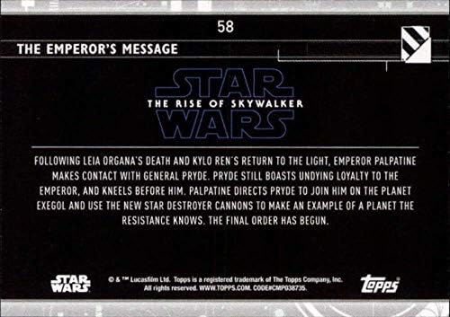 2020 Начело на Междузвездни войни: Изгревът на Скайуокър, Серия 2, Лилаво 58 Търговска картичка Послание
