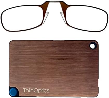 Тънък портфейл ThinOptics от Неръждаема стомана с Ридерами /Очила за четене Правоъгълен, Розово злато, 44,45 mm + 1