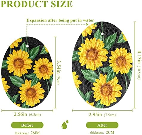 Натурални Гъби ALAZA Yellow Sunflower с цветен модел, Кухненски Целлюлозная Гъба за миене на съдове, Санитарен възел