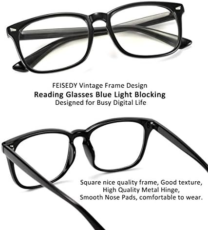 FEISEDY Реколта Очила За Четене със Синя Светлина, Блокиране на Очила За Жени И Мъже, Очила за Четене с Пружинным тръба