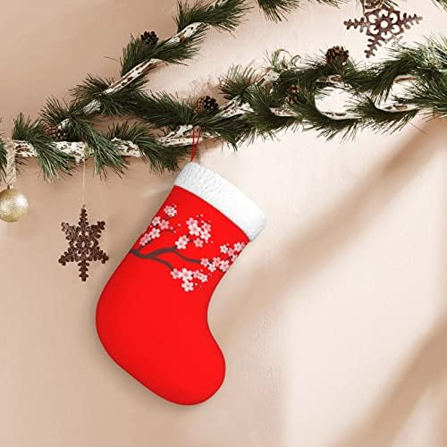 Сладки Коледни Чорапи с Цъфнал Вишнев, Украшения за Елхи, Коледни Чорапи за Коледа на Празнични партита, Подаръци 18 Инча