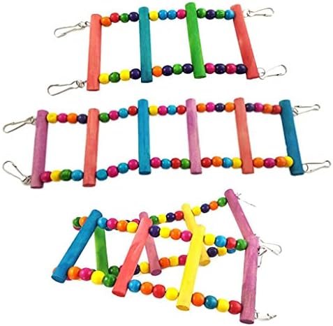 XLAIQ Красив Многоцветен стълба на Моста Вълнисто Папагал скално Катерене Хапка Дървена играчка за Плетене Папагал