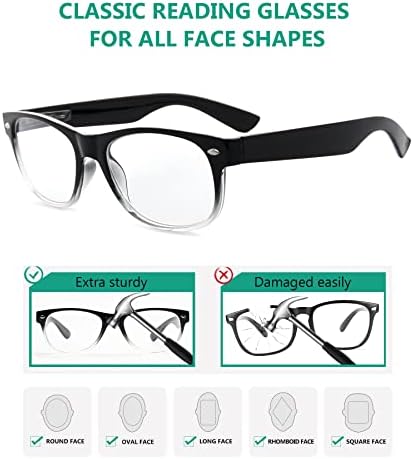 Eyekepper Класически Очила за четене на 80-те години за жените, 5 Чифта очила за четене +1,75