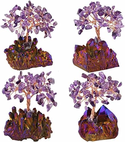 Комплект mookaitedecor - 2 предмет: Аметистовое кристалното дърво с основата от титан кристали и 1 lb Насипни точки от планински