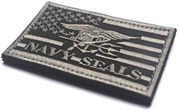 2 ПРЕДМЕТА, Ивици AliPlus America Navy Seals, Бродирана Нашивка за Тактически боен дух, Кука и контур (Сив), морски пехотинци