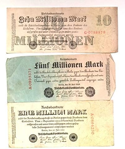 1923 Германия Ваймарската Република Хиперинфлация Пълен Набор от банкноти, деноминирани варира от 50 000 до 100.000.000