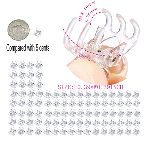 прозрачни мини щипки за коса с дължина 100шт 1 см, пластмасови щипки-пирони, скоби за малки челюсти за момичета и жени (прозрачен-100ШТ
