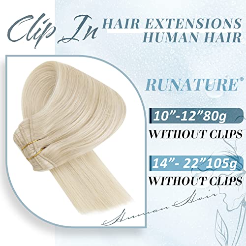 Шнола за коса разширения RUNATURE Блондинката от истински човешки коси 800 Бяло руса и 60 платинена блондинка