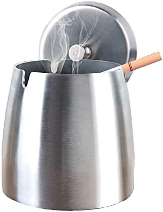 XWWDP Градинска Пепелник с Капак за Цигари От Неръждаема Стомана Ветрозащитная Непромокаемая Пепелник за Външно Домашно