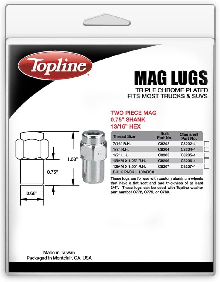 Topline Products C8205-4P | Висококачествени Хромирани нашите двукомпонентни магнитни накрайници с опашка 0,75 |