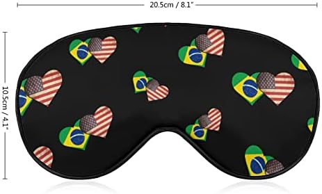 Бразилски Флаг и Американски Флаг, Маска За Сън Със Завързани Очи, Скъпа Калъф-Козирка за Очи с Регулируема Каишка