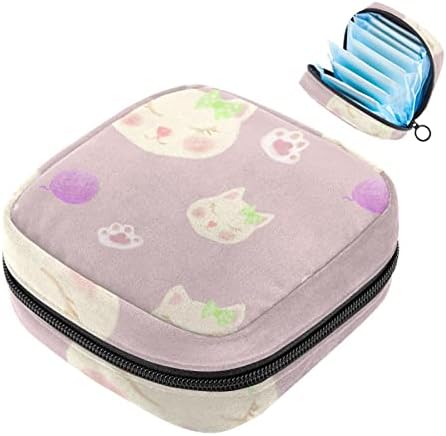 Чанта за съхранение на Хигиенни Кърпички с Сладък Котка, Чанта по време на Менструация за Момичета, Държач