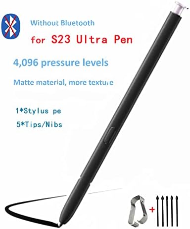 Подмяна на писеца S23 Ultra Galaxy S23 Ultra 5G, стилус S23 Ultra S Pen Touch Pen (без син зъб) + уши (Phantom Black)