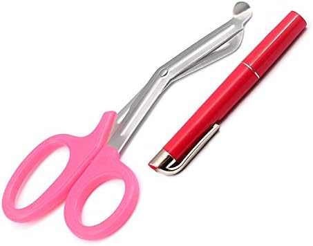 G. S Pink - Комплект от 2 бр. розови ножица EMT First Responder 7.5 + розова дръжка с подсветка - идеален за всички видове извънредни