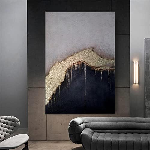 TREXD Златна Фолио Черен Сив Ръчно Рисувани Абстрактен Платно Картина с маслени Бои Декор за Хола (Цвят: D, Размер:
