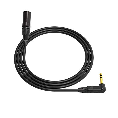 Mogami 2534 Професионален Четириядрен Студиен Микрофон, кабел |Plug XLR 3-пинов на 1/4 инча под прав ъгъл TRS | Neutrik Gold | 8 фута | Черен | Сглобена в САЩ