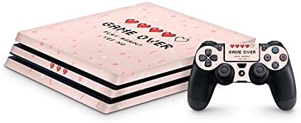 Съвместим с капак PS4 Pro за конзоли и контролери от ZOOMHITSKINS, със същото качество стикер за коли, Game Over Розово сладко