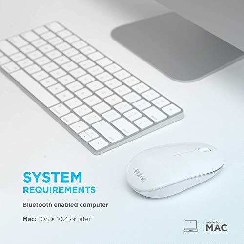 Мишка iHome Bluetooth за Mac свитък, 3 бутона, 1600 точки на инч, За лаптопи и Компютри, Тънка и Компактна, за използване