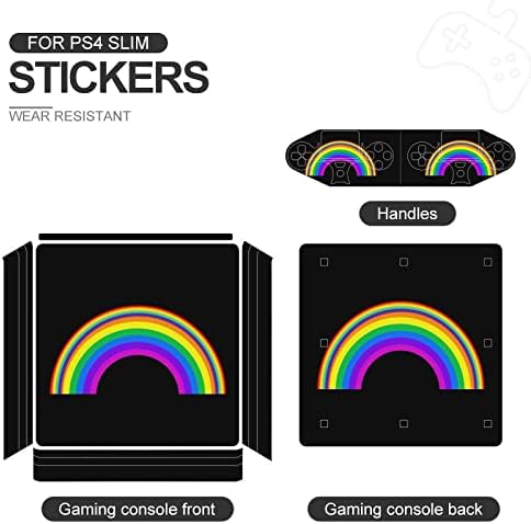 Дъгова Стикер ЛГБТ-прайда за PS-4 Slim Конзола и контролер, Защитно покритие с пълна обвивка, която е Съвместима с PS-4