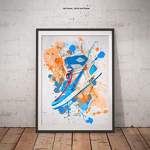 Плакат Hypebeast Blue Подлец Air – (12x16 инча) Без рамка – AJ Wall art, Интериор на стаята Hypebeast, Плакат