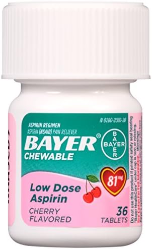 Режим за прием на аспирин Bayer, Дъвчащи Таблетки от 81 мг, Обезболяващо, Череша, 36 грама