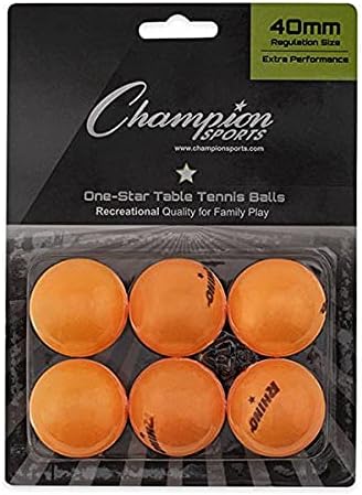 Комплект топки за тенис на маса Champion Sports 1 Star - Оранжеви топки за пинг-понг, пакет от 6, с бесшовным дизайн