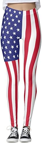 Гамаши, с висока талия за жени, Флаг на САЩ, Лента, Звезда, Панталони за Йога с контрол на Корема, Чорапогащи, 4 юли, Гамаши