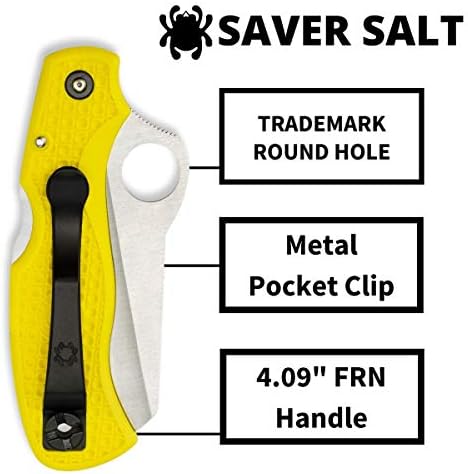 Солна нож Spyderco Saver с устойчиви на корозия остриета от неръждаема стомана 3,09 H-1 и леката дръжка жълт цвят