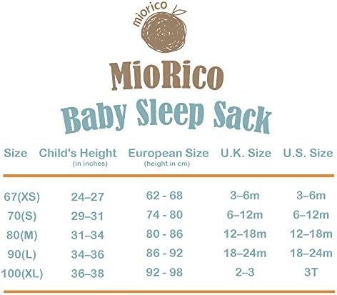 MioRico Baby Sleep Sack 0,5 TOG, Носимое Одеяло Унисекс Без Ръкави от Органичен Памук с Двустранен Цип, Лек Спален чувал