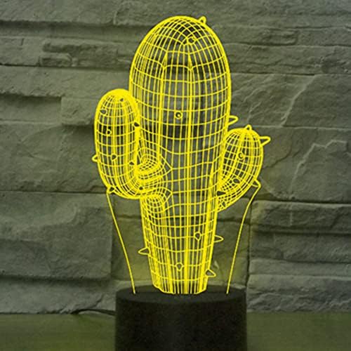 MOLLY HIESON 3D Кактус лека нощ Декор Маса Настолна Оптична Илюзия Лампи 7 Цвята Променящите се Светлини Led