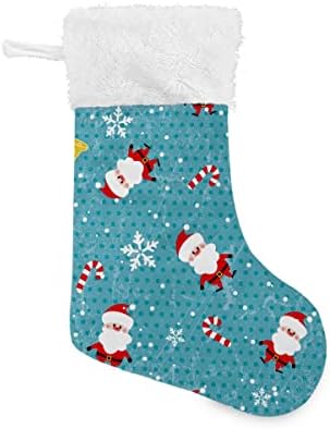 Коледни Чорапи на Дядо Коледа Дядо Снежинка Бонбони Бял Плюшен Маншет От Мерсеризованного Кадифе Семеен Празник