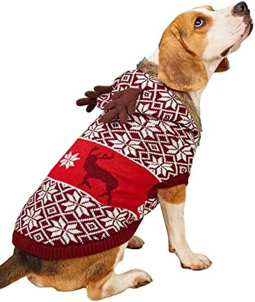 QWINEE Коледен Костюм на Куче Пуловер за Кучета, Риза с участието на Лосове, Дрехи за вашето Кученце, Коте,