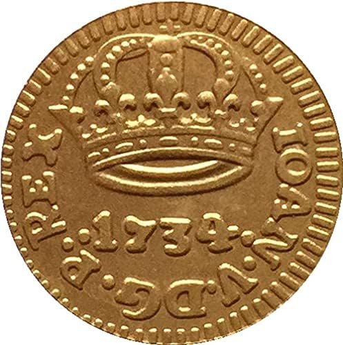 1734 Бразилски Монета С Медна Покритие От Злато Антични Монети Монета Занаяти Колекция От Монети Възпоменателна Монета
