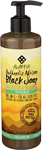 Alaffia - Физически африкански Черен сапун, Универсално средство за измиване на тяло, Шампоан и Сапун за бръснене