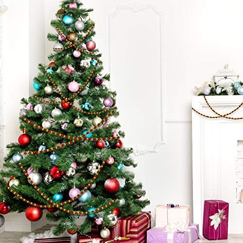 16 Фута Коледна Гирлянда от Мъниста Коледно Дърво Блестящи Мъниста в Червено и Зелено Венец Пластмасови Декоративни