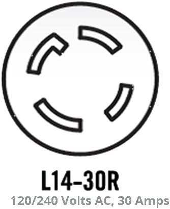 Удължителен кабел за генератор Champion 25-Крак от 30-амперный 125/250-Волтов къщи за дуплекс тип (от L14-30P до четири