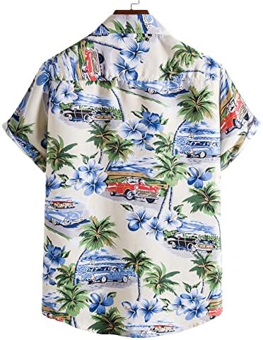 Мъжки Ежедневни Хавайска риза Floerns с Тропически Принтом и Къс ръкав копчета Floerns