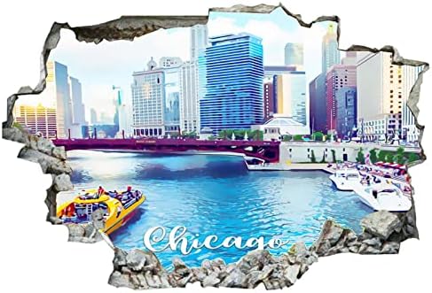 COCOKEN Американски Илинойс в Чикаго 3D Самозалепващи Подвижни Винилови Стикери За стена/Стенописи Художествени