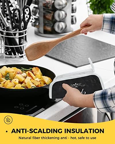 Potholder 5 Опаковки Ножове и вилици Дизайн Laugh Often Motto Топлоизолационни кухненски ръкавици, Нескользящие Тампони