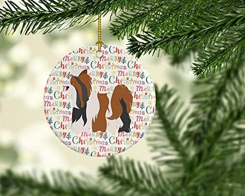 Керамично Украса Carolin's Treasures WDK2025CO1 Biewer Terrier Весела Коледа, Цветно, за Елхи, Подвесное Украса