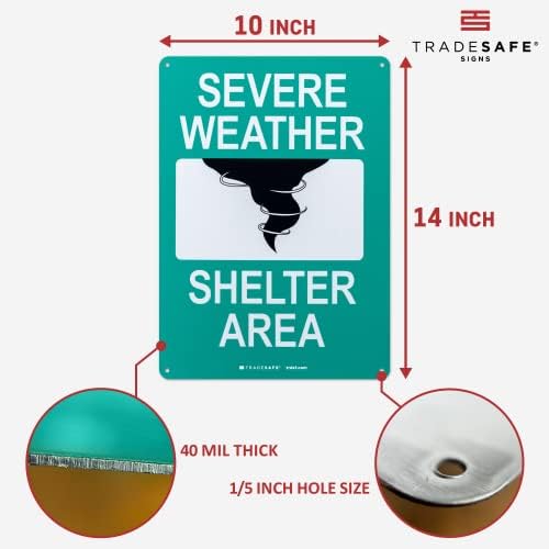 TRADESAFE Знак Зона подслон при тежки метеорологични условия – Стенен знак Безопасно скривалище, Бързо Инсталиране